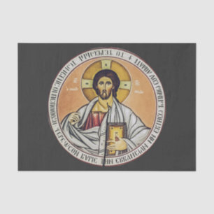 Jesus Christ Pantocrator Byzantine Icon Art Tissue Paper