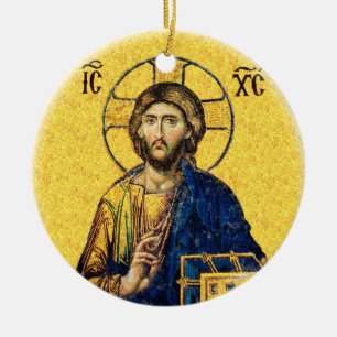 Jesus Christ Pantocrator Ceramic Tree Decoration