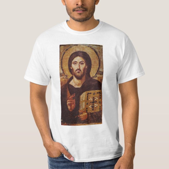 Jesus Christ Pantocrator Christian Icon T-Shirt (Front)