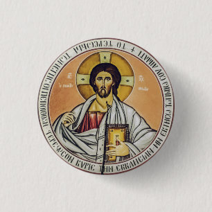 Jesus Christ Pantocrator dome of the Church 3 Cm Round Badge