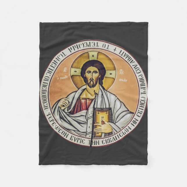 Jesus Christ Pantocrator  dome of the Church Fleece Blanket (Front)