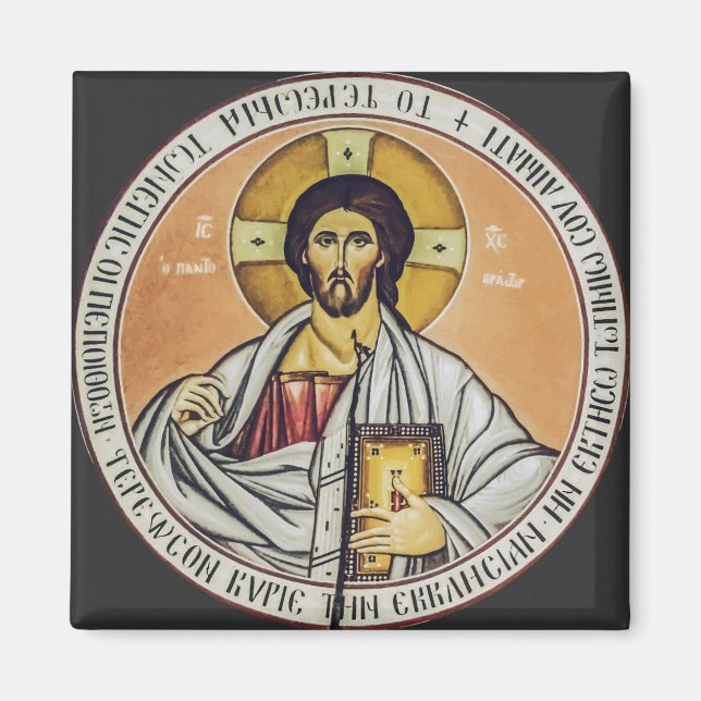 Jesus Christ Pantocrator  dome of the Church Magnet (Front)