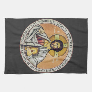 Jesus Christ Pantocrator  dome of the Church Tea Towel