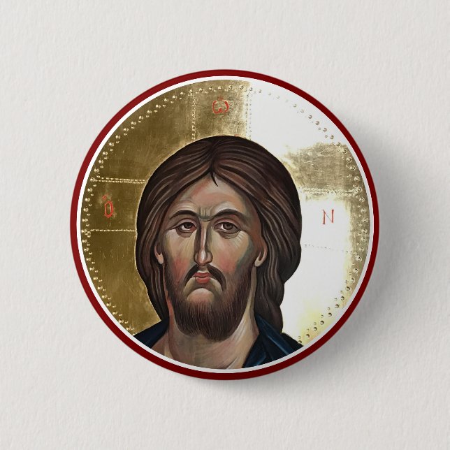 Jesus Christ Pantocrator Icon 6 Cm Round Badge (Front)