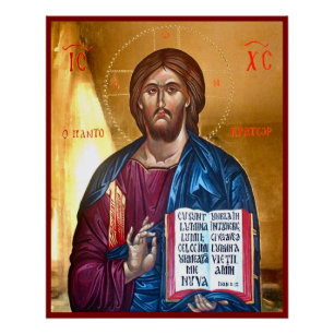 Jesus Christ Pantocrator Painting Poster