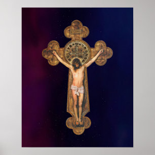 Jesus Christ Passion Crucifixion St Benedict Cross Poster