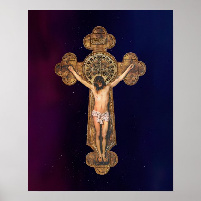 Jesus Christ Passion Crucifixion St Benedict Cross Poster (Front)