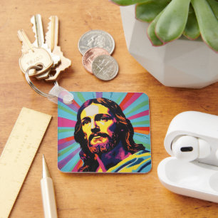 Jesus Christ Pop Art Key Ring