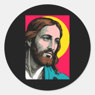 Jesus Christ Pop Art Religious Easter & Christ Classic Round Sticker