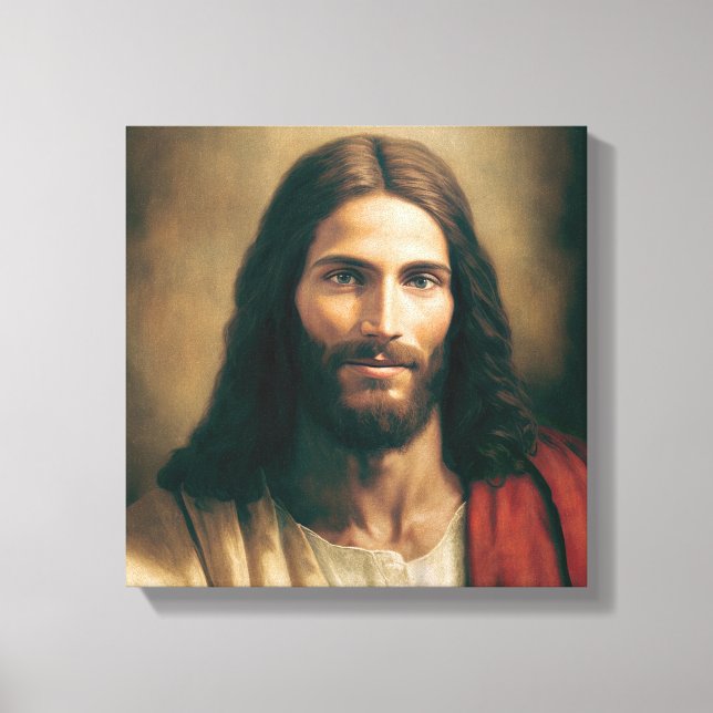 Jesus Christ Portrait On Canvas 12x12 Print (Front)