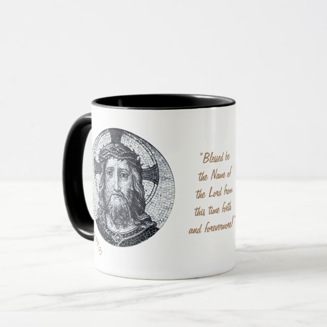 Jesus Christ & Prayer "Psalm 113:2 Bless" Coffee M Mug (Front Left)