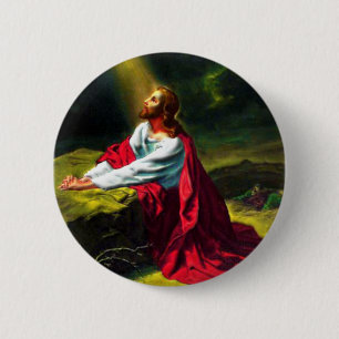 Jesus Christ Praying in the Garden of Gethsemane 6 Cm Round Badge