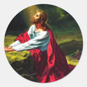 Jesus Christ Praying in the Garden of Gethsemane Classic Round Sticker