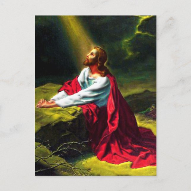 Jesus Christ Praying in the Garden of Gethsemane Postcard (Front)