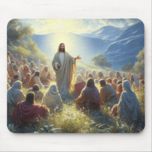 Jesus Christ preaching to the masses Mouse Mat
