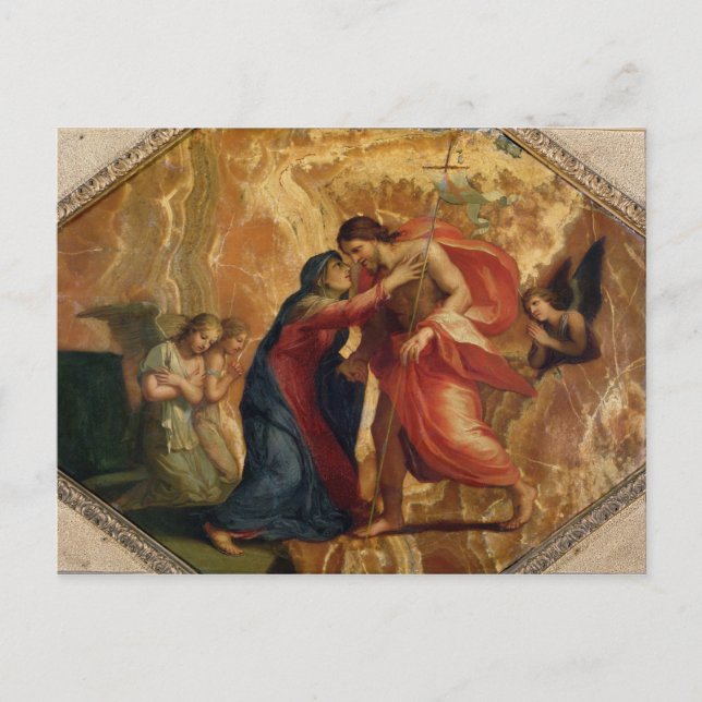 Jesus Christ Receiving the Virgin in Heaven Postcard (Front)