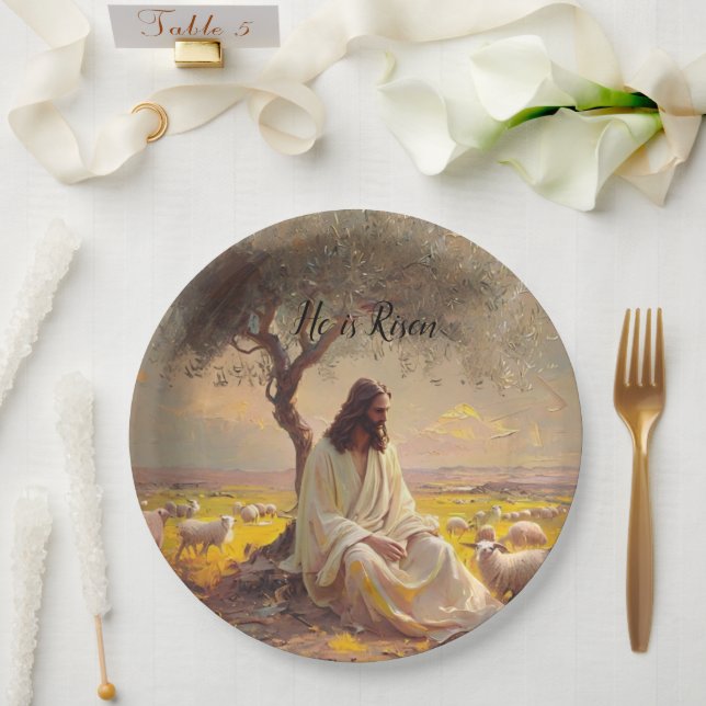 Jesus Christ Religious Easter Catholic  Paper Plate (Wedding)