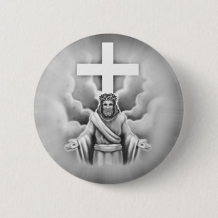 Jesus Christ Resurrection Cross Design 6 Cm Round Badge