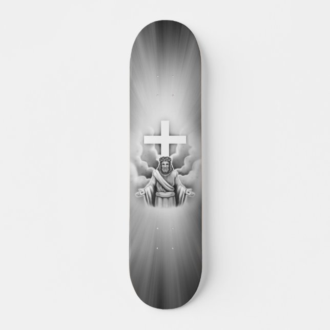 Jesus Christ Resurrection Cross Design Skateboard (Front)