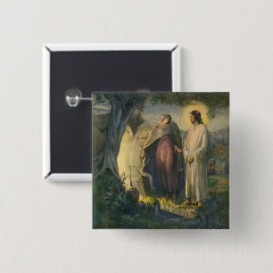 Jesus Christ Risen by the Tomb by ML Greer 15 Cm Square Badge