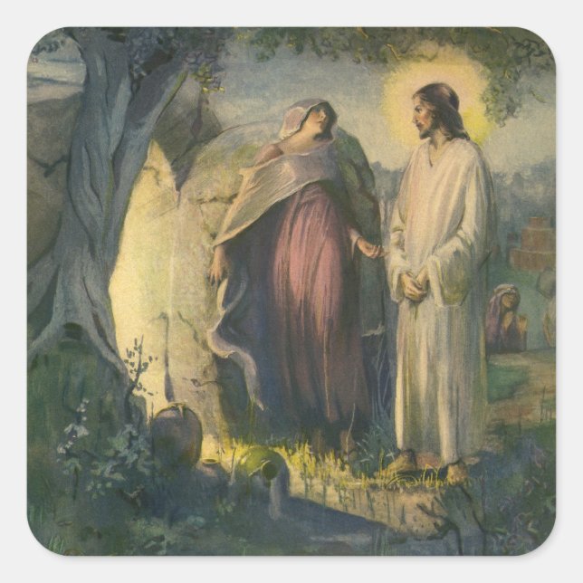 Jesus Christ Risen by the Tomb by ML Greer Square Sticker (Front)