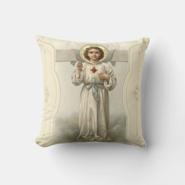 Jesus Christ Sacred Heart Cross Cushion (Front)