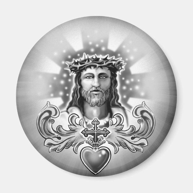 Jesus Christ Sacred Heart Design Magnet (Front)
