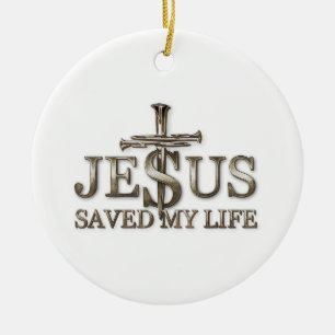 Jesus Christ Saved My Life Gift for Women Men Ceramic Tree Decoration