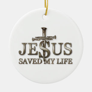 Jesus Christ Saved My Life Gift For Women Men Ceramic Tree Decoration