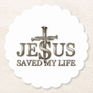 Jesus Christ Saved My Life Gift For Women Men Paper Coaster