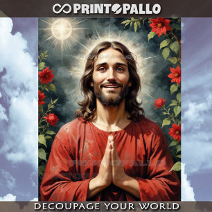 Jesus Christ scarlet tunic bless and pray withyou Tissue Paper