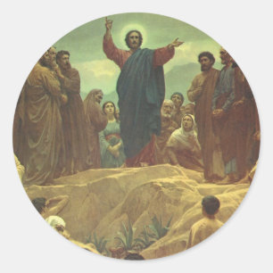 Jesus Christ Sermon on the Mount, Vintage Religion Classic Round Sticker