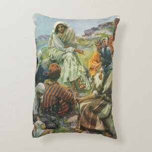 Jesus Christ Sermon on the Mount, Vintage Religion Decorative Cushion