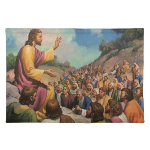 Jesus Christ Sermon on the Mount, Vintage Religion Placemat