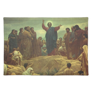 Jesus Christ Sermon on the Mount, Vintage Religion Placemat