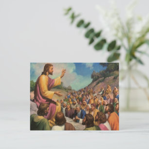 Jesus Christ Sermon on the Mount, Vintage Religion Postcard