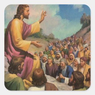 Jesus Christ Sermon on the Mount, Vintage Religion Square Sticker