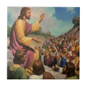 Jesus Christ Sermon on the Mount, Vintage Religion Tile