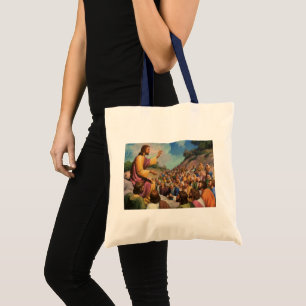 Jesus Christ Sermon on the Mount, Vintage Religion Tote Bag
