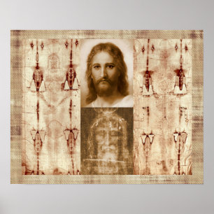 Jesus Christ Shroud of Turin Holy Face Burial  Poster