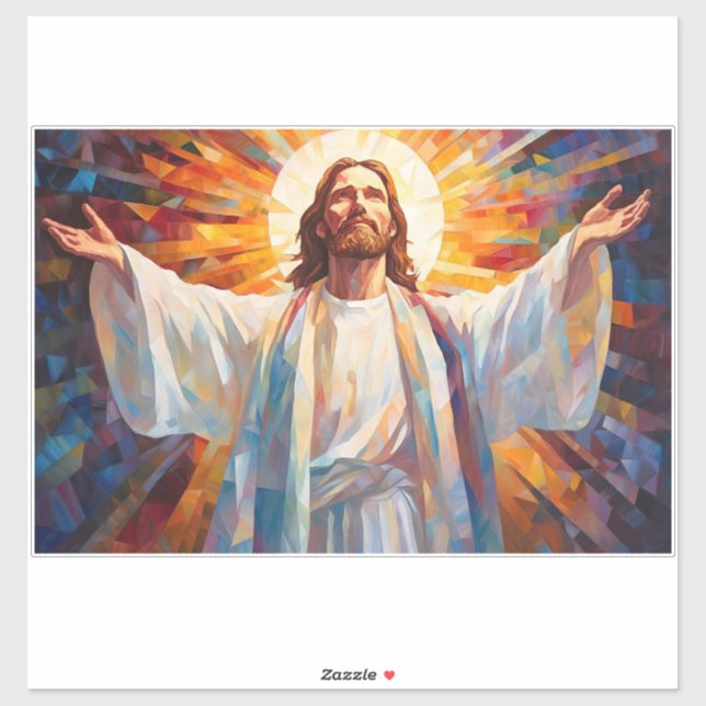 Jesus Christ Stained Glass Art Sticker (Sheet)