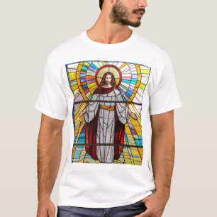 Jesus Christ Stained Glass Mural T-Shirt