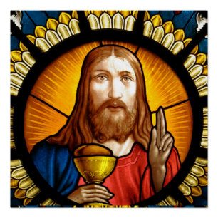 Jesus Christ Stained Glass Poster