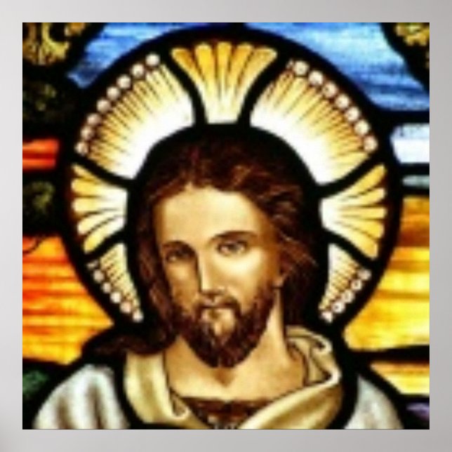 Jesus Christ Stained Glass Window Poster (Front)