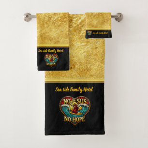 Jesus Christ Surfs Wave Bringing Eternal Hope (B) Bath Towel Set