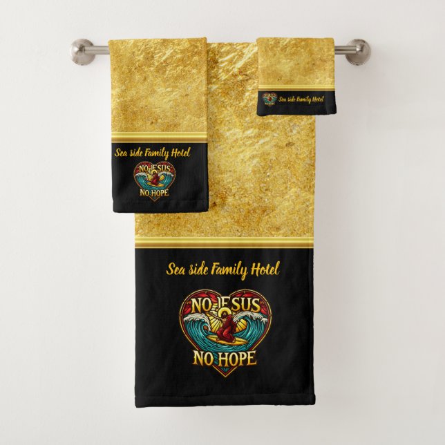 Jesus Christ Surfs Wave Bringing Eternal Hope (B) Bath Towel Set (Insitu)