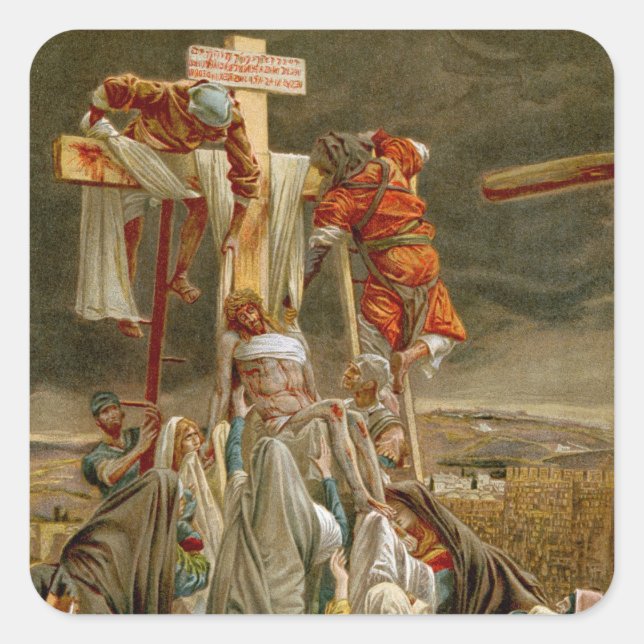 Jesus Christ taken down from the Cross Square Sticker (Front)