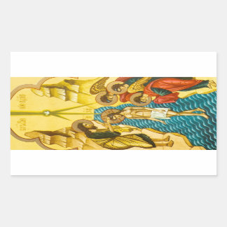 Jesus Christ taking baptism Russian icon Rectangular Sticker