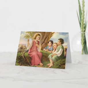 Jesus Christ Teaching Children, Vintage Religion Card