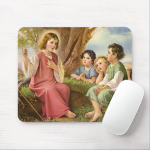 Jesus Christ Teaching Children, Vintage Religion Mouse Mat